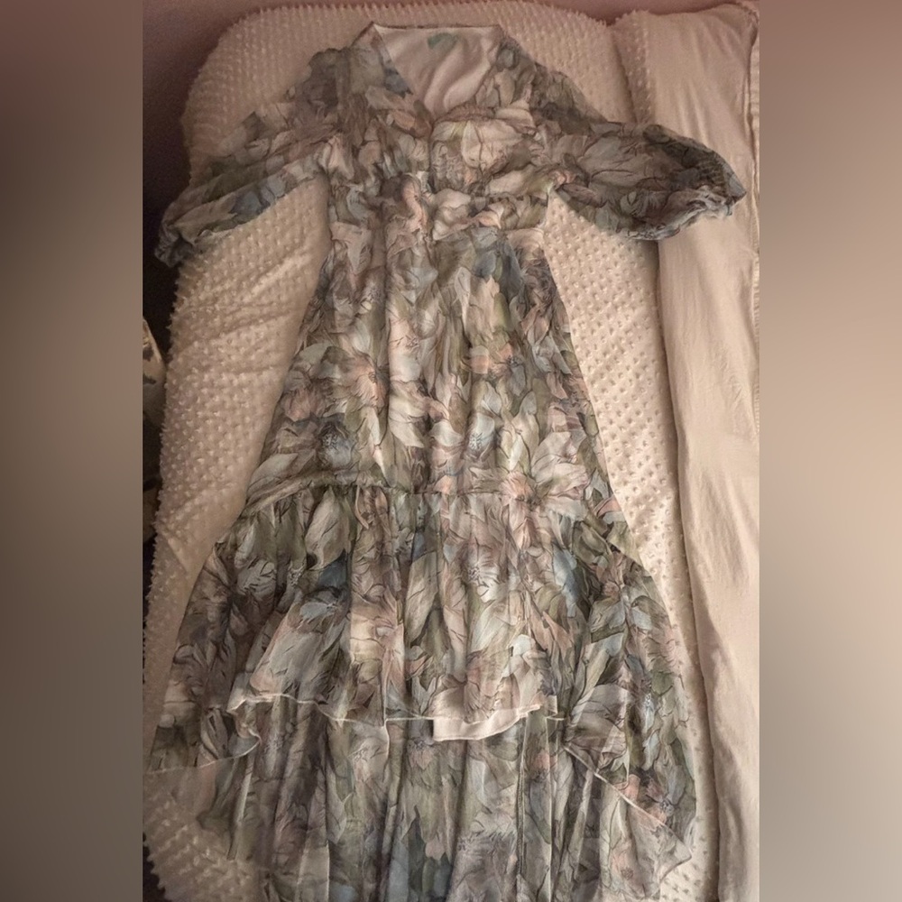Toleen 1XL Floral High-Low Maxi Dress